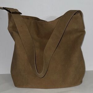 White Mountain Large Tote Bag Hobo Bag Tan Suede Like Shoulder Bag New